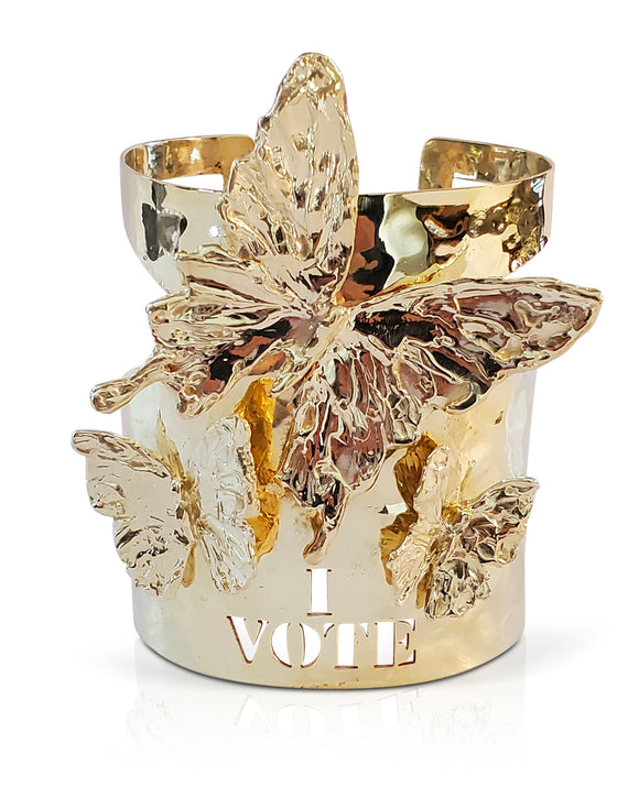 I Vote Butterfly Cuff Gold