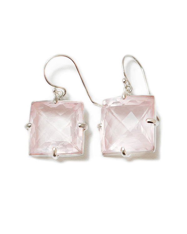 ice earrings rose quartz pink sterling silver dangle