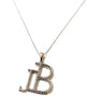JB initial pendant white gold pave diamonds