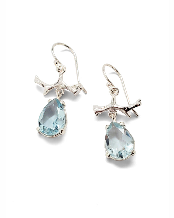 Jia earrings blue topaz silver coral