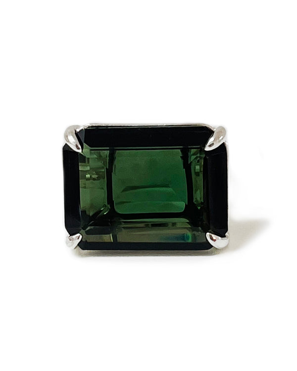 large shimmer ring emerald quartz sterling silver