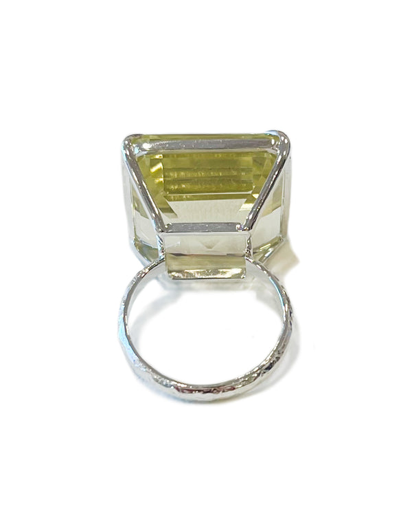 square citrine silver ring