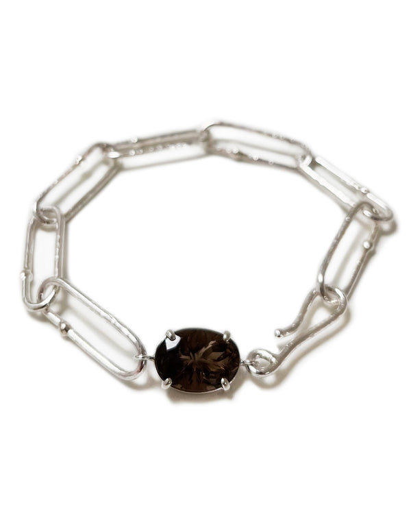 Shimmer long link bracelet in Smoky Quartz