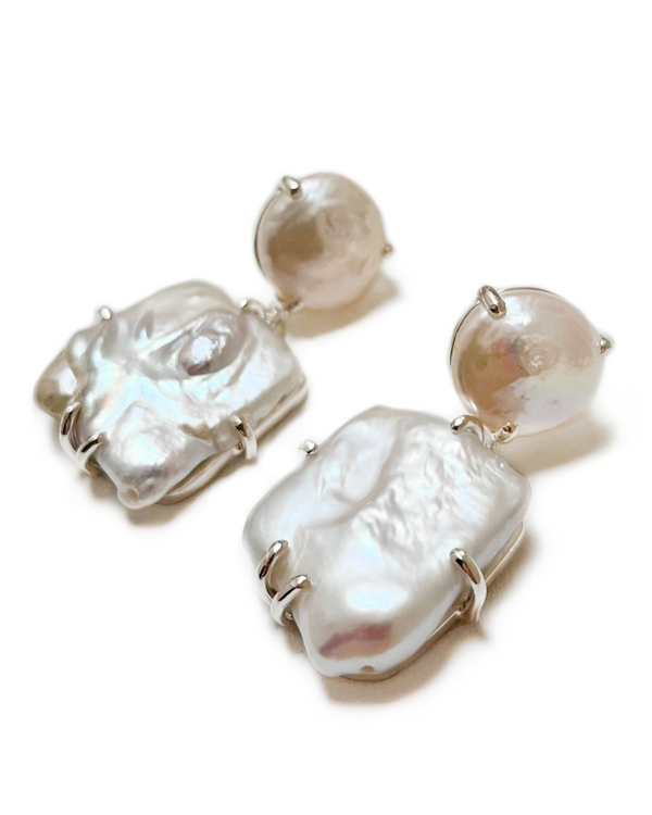 Lucretia pearl dangle earrings in sterling silver