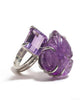 Mary 2 stone toi et moi ring amethyst hand carved sterling silver