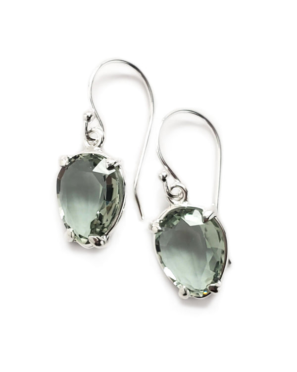 pear cut dangle earrings praisiolite sterling silver earwire
