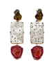 rose earrings hand-cut cognac quartz and mother of pearl, sliced pink tourmaline and sterling silver