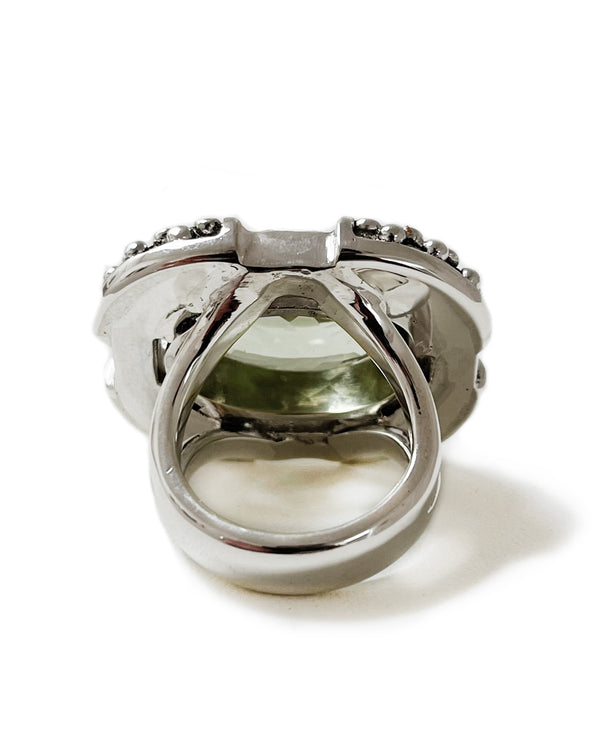 Sacha ring argentium silver prasiolite garnet
