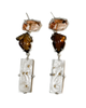 serene earrings morganite quartz, hand-cut cognac quartz and mother of pearl and sterling silver