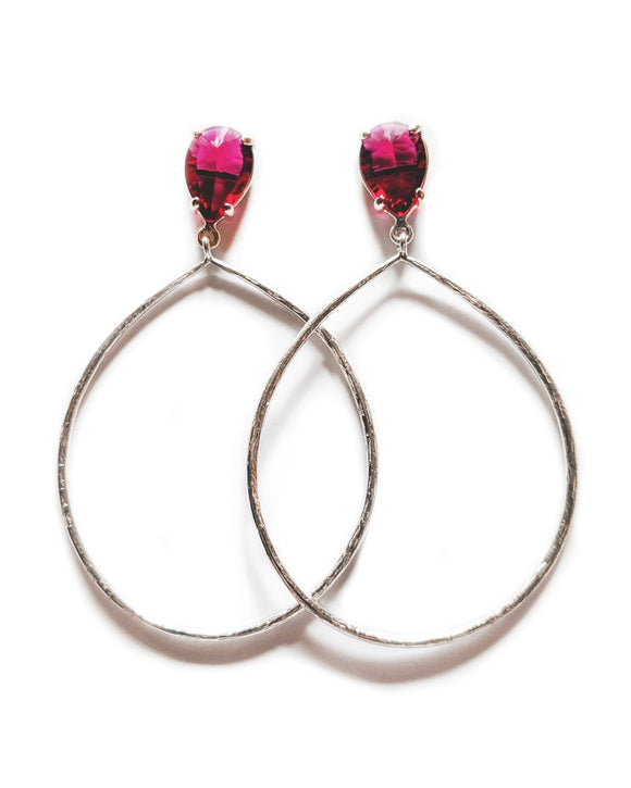 Shannon hoops ruby quartz sterling silver on post