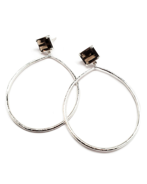 Shannon hoops smoky quartz sterling silver on post