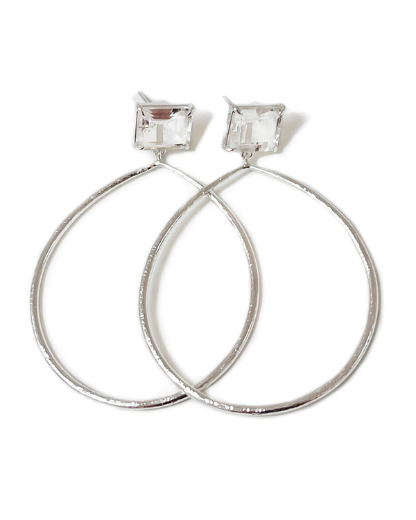 Shannon hoops white topaz sterling silver on post