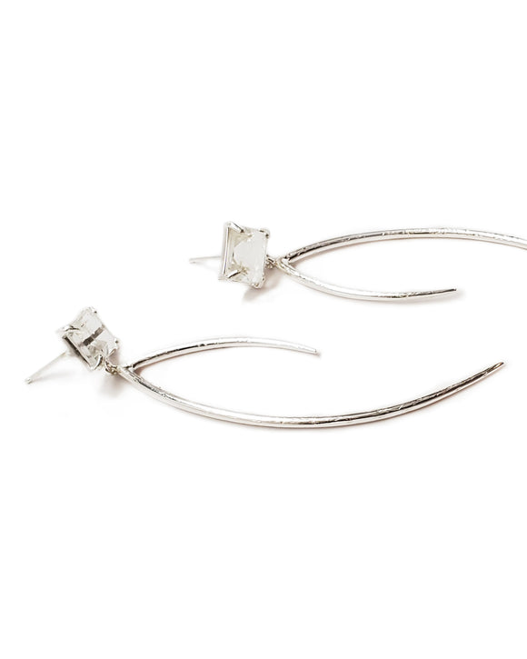 shimmer curve earrings white topaz sterling silver