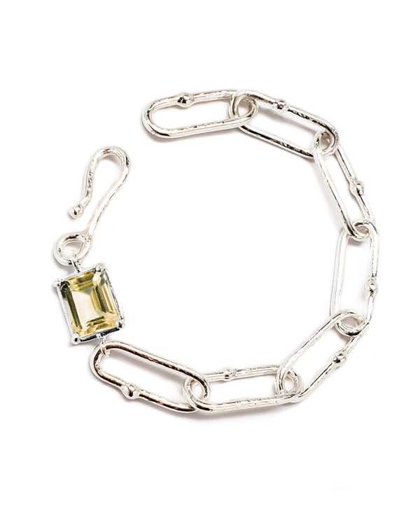 shimmer long link bracelet sterling silver citrine