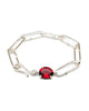 sterling silver long link chain bracelet ruby quartz