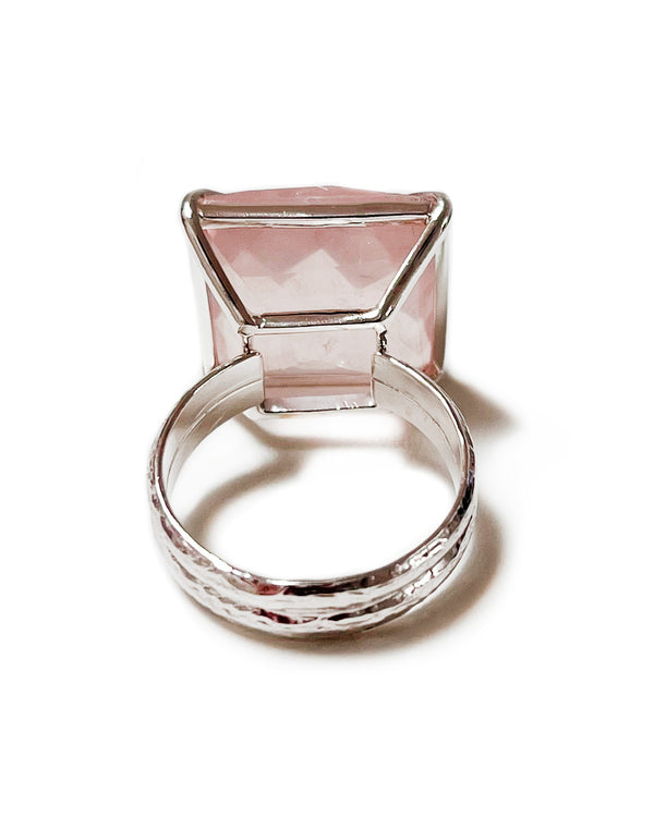 large shimmer ring rose quartz sterling silver