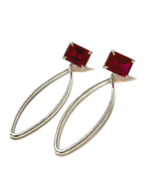 shimmer teardrop earrings red quartz