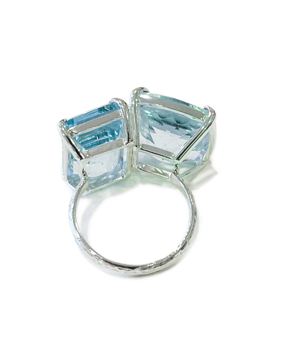 aquamarine two stone ring