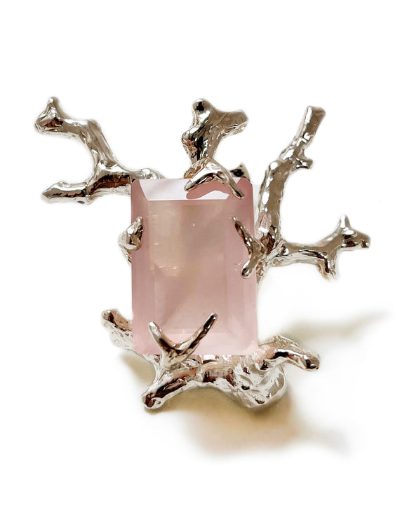 signature coral ring pink quartz sterling silver
