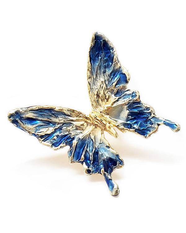 single butterfly ring blue enamel