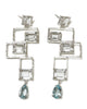 Stella earrings geometric drop earrings sterling silver rectangles white topaz aqua quartz
