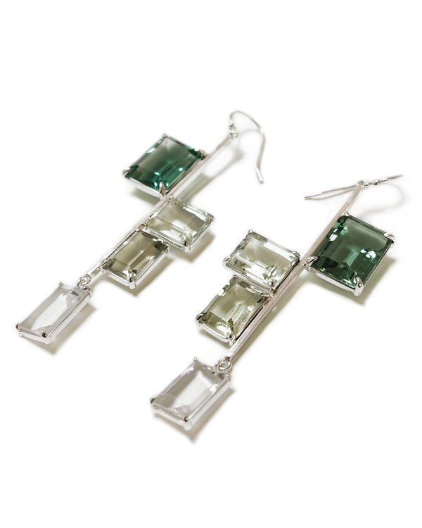 talia earrings green quartz praisolite white topaz drop earrings sterling silver on earwire