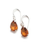 teardrop earrings sterling silver orange quartz