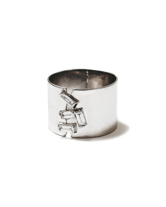 vertical bound ring sterling silver white diamonds