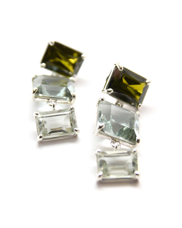 zara earrings olive quartz green quartz prasiolite on posts sterling silver